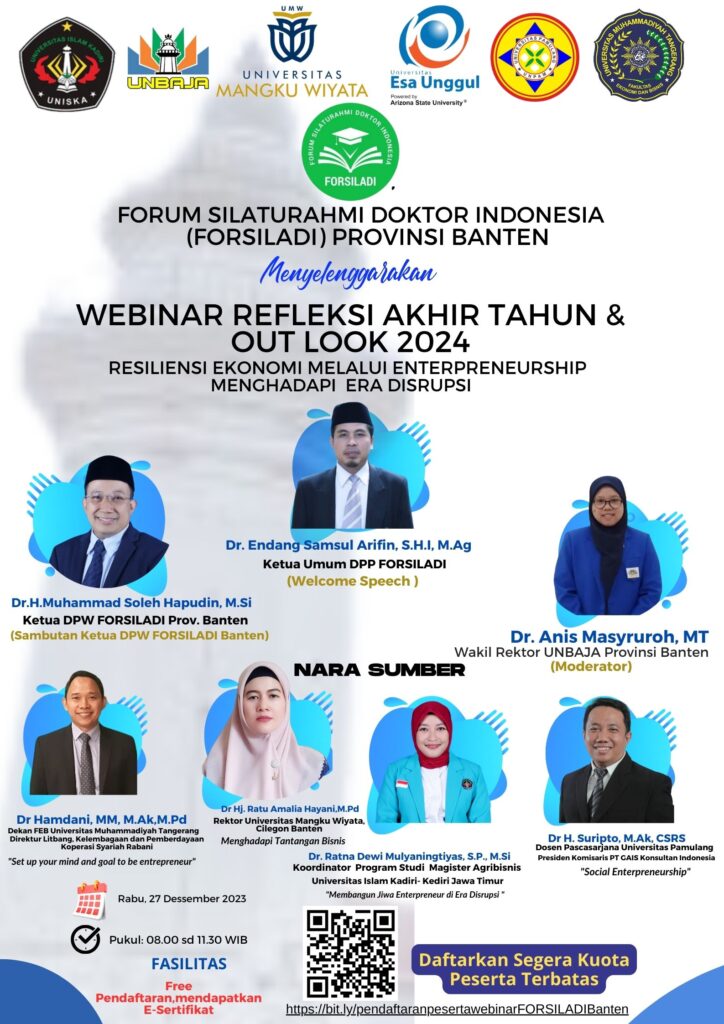 Akhir Tahun,Forum Silaturahmi Doktor Provinsi Banten Gelar Webinar Nasional